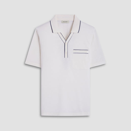 Bugatchi Jersey Knit Short Sleeve Johnny Sweater Chalk