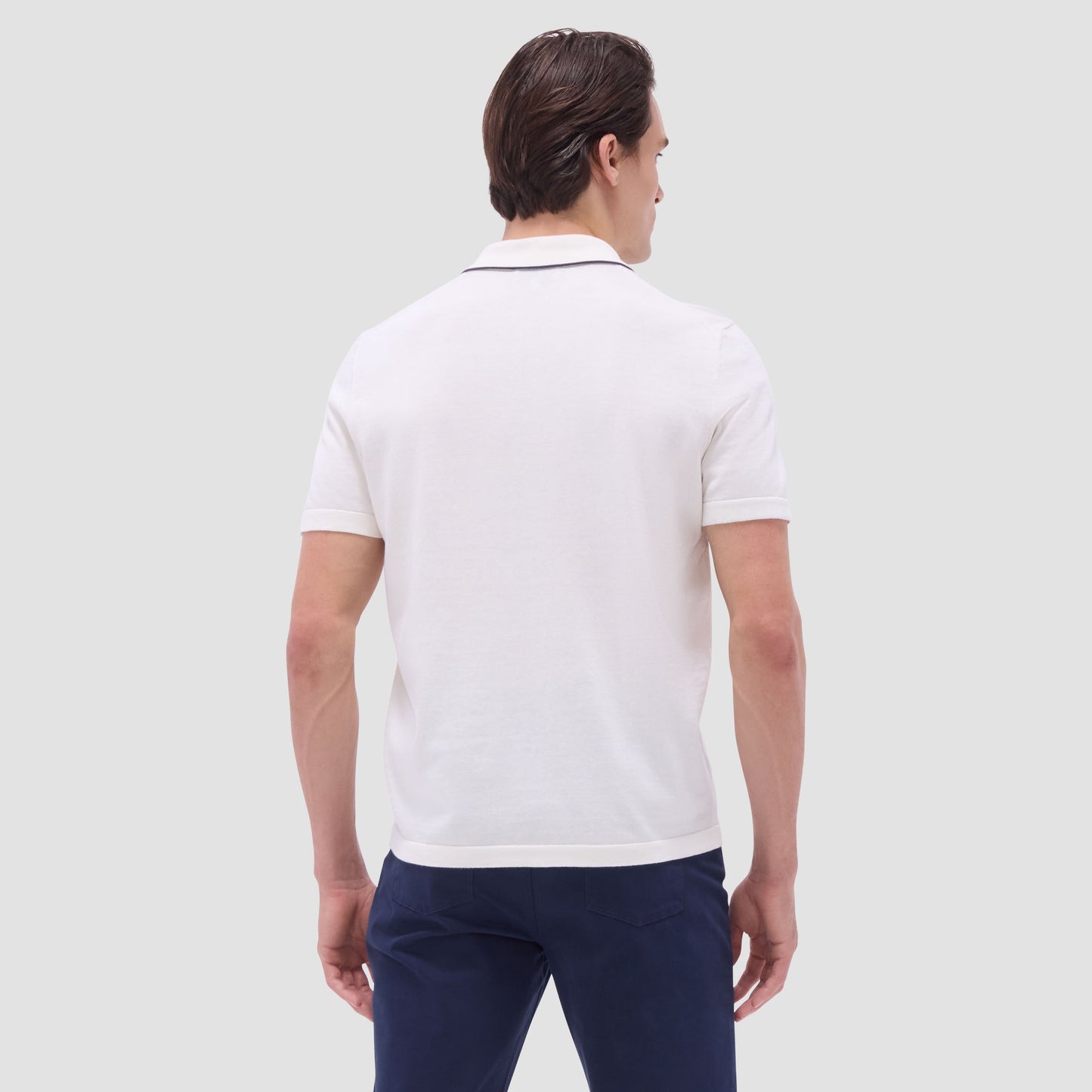Bugatchi Jersey Knit Short Sleeve Johnny Sweater Chalk