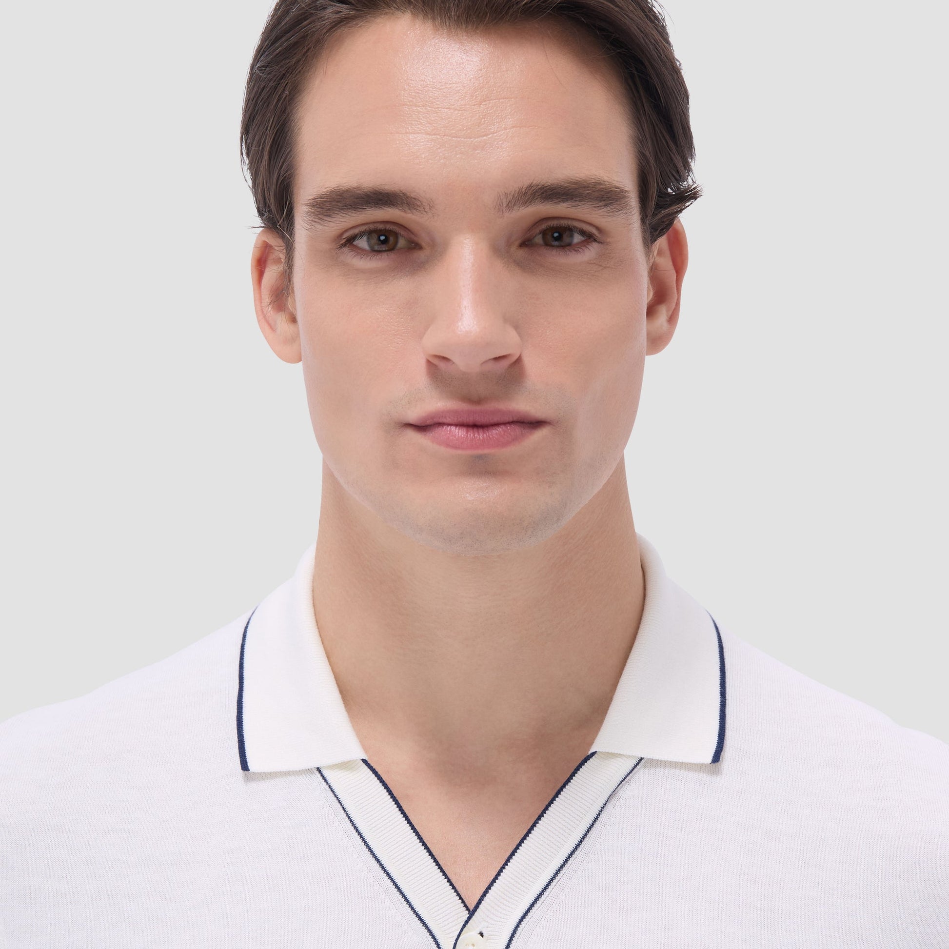 Bugatchi Jersey Knit Short Sleeve Johnny Sweater Chalk