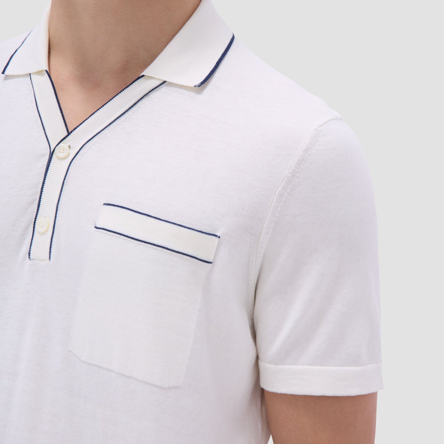 Bugatchi Jersey Knit Short Sleeve Johnny Sweater Chalk