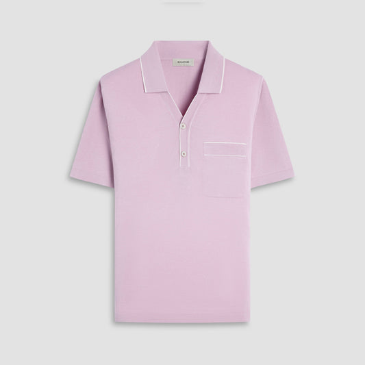 Bugatchi Jersey Knit Short Sleeve Johnny Sweater Dusty Pink