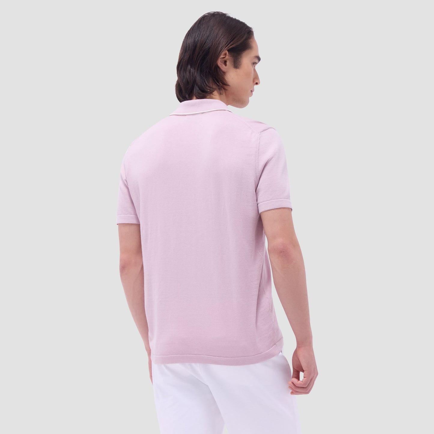Bugatchi Jersey Knit Short Sleeve Johnny Sweater Dusty Pink