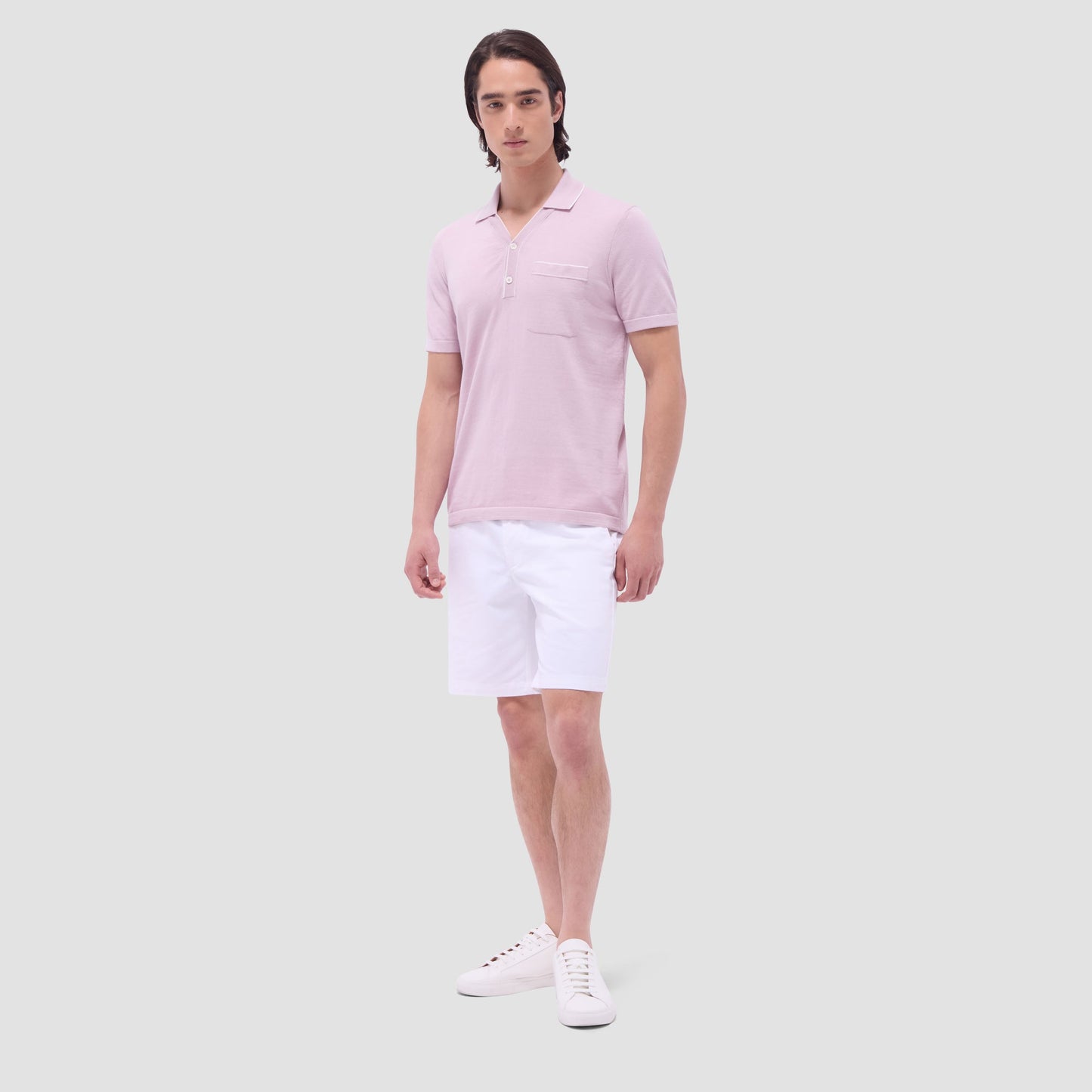 Bugatchi Jersey Knit Short Sleeve Johnny Sweater Dusty Pink