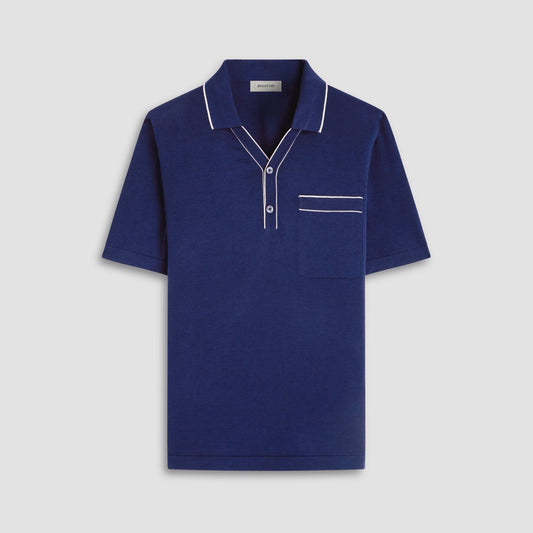 Bugatchi Jersey Knit Short Sleeve Johnny Sweater Navy