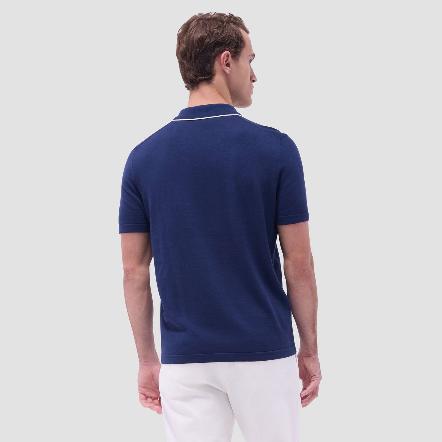 Bugatchi Jersey Knit Short Sleeve Johnny Sweater Navy