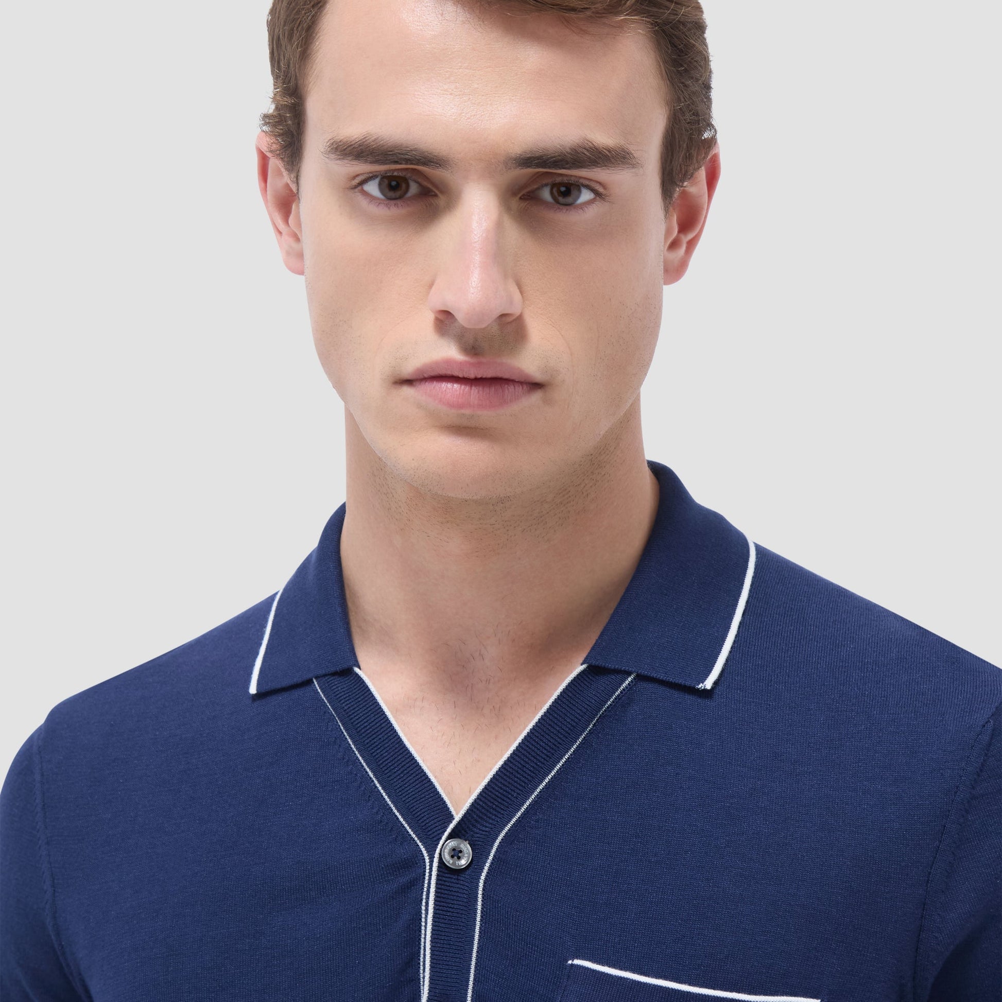 Bugatchi Jersey Knit Short Sleeve Johnny Sweater Navy