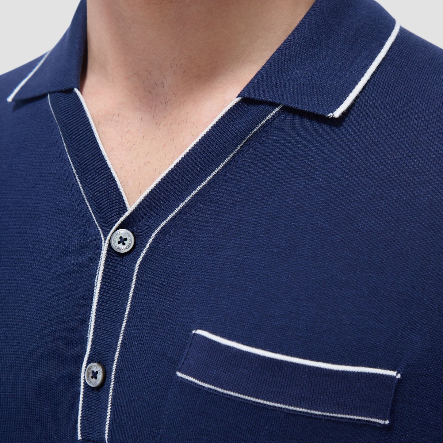 Bugatchi Jersey Knit Short Sleeve Johnny Sweater Navy