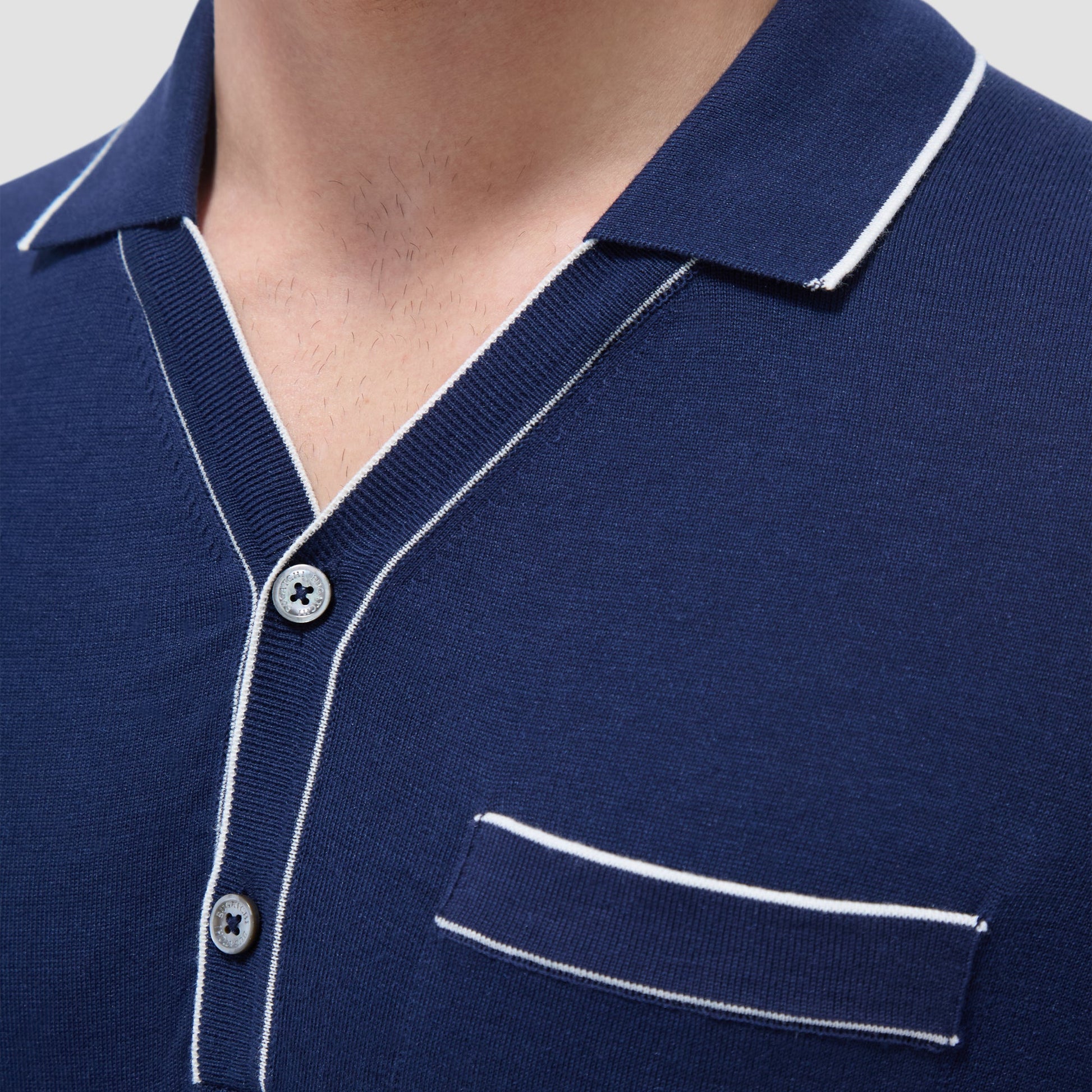 Bugatchi Jersey Knit Short Sleeve Johnny Sweater Navy