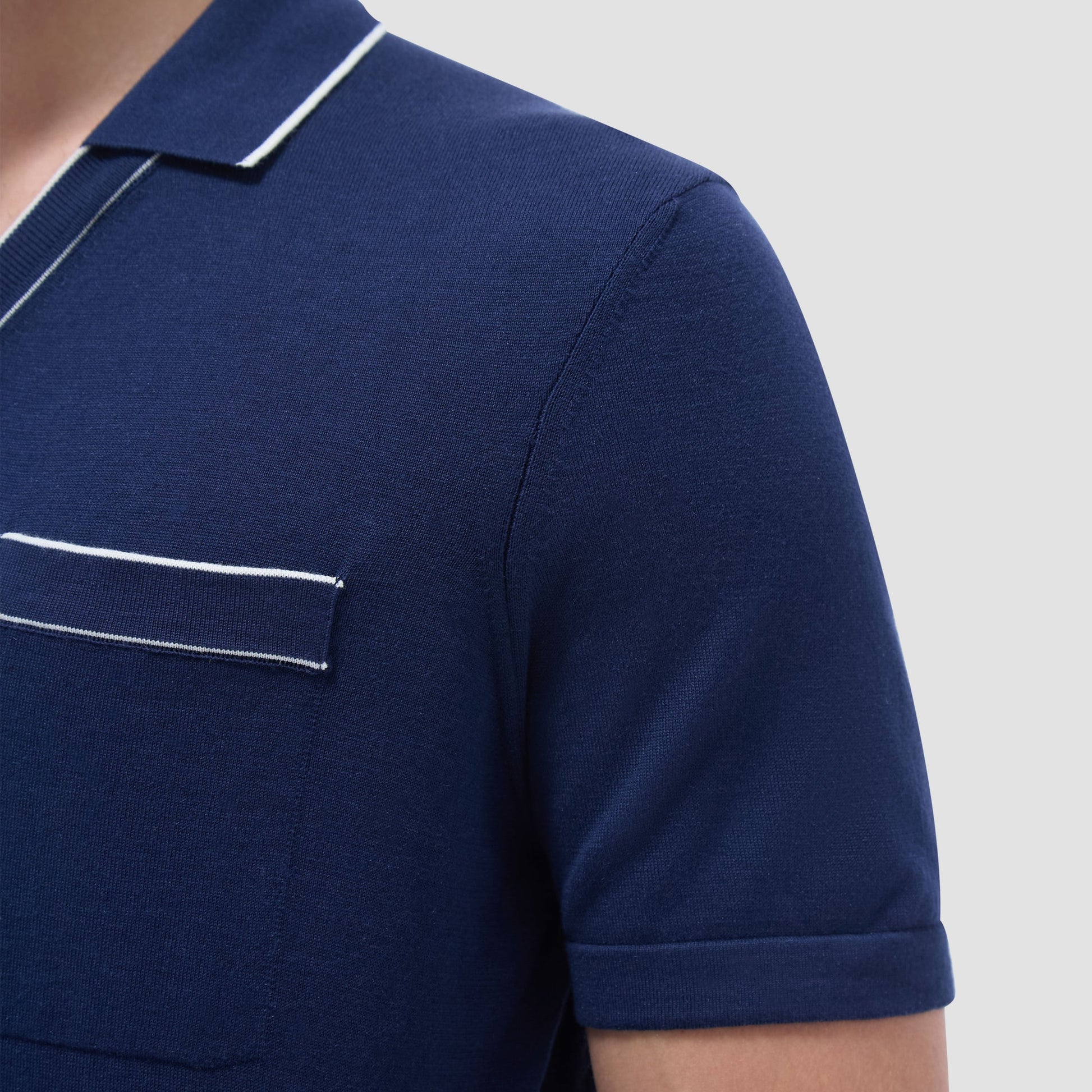 Bugatchi Jersey Knit Short Sleeve Johnny Sweater Navy