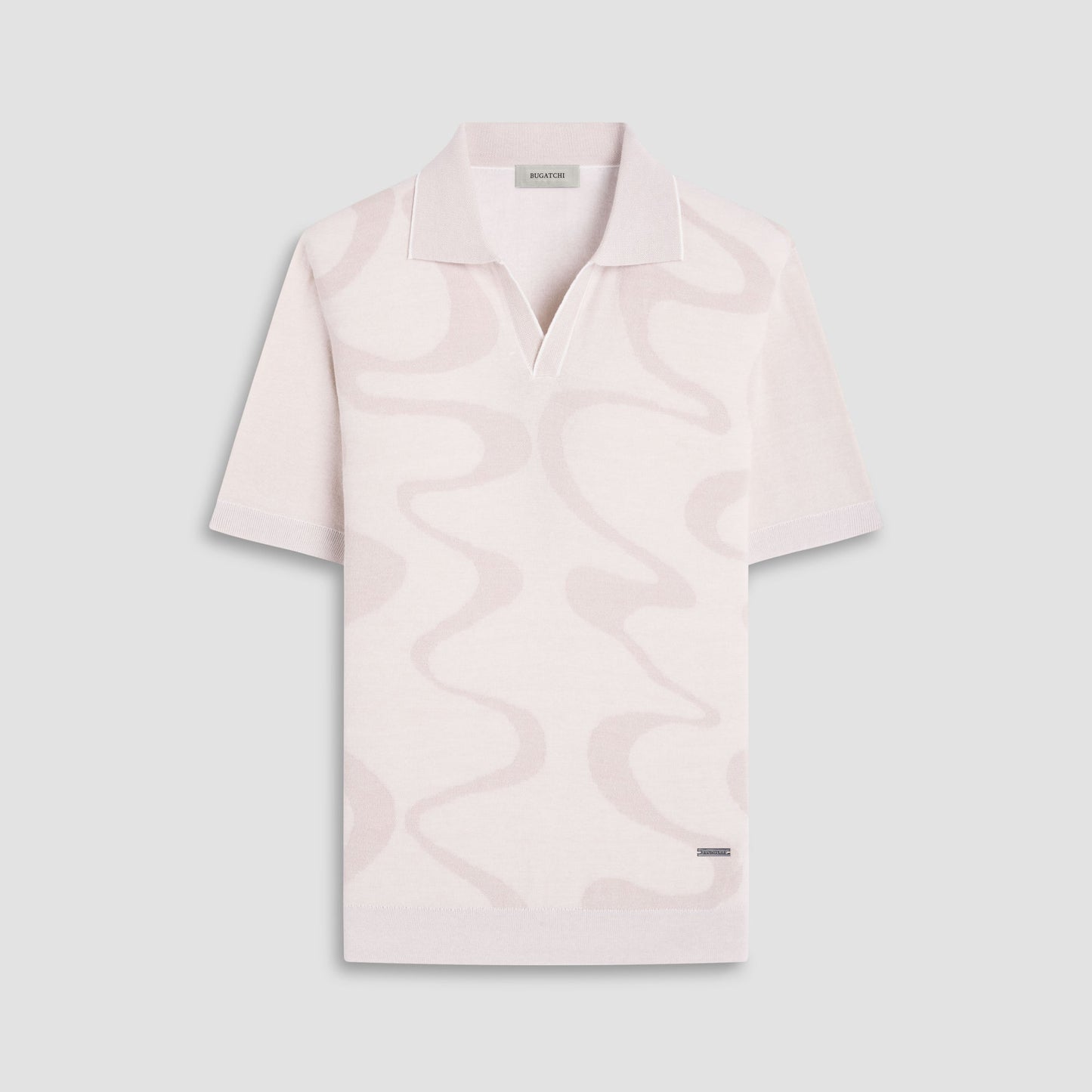 Bugatchi Abstract Knit Short Sleeve Johnny Sweater Chalk