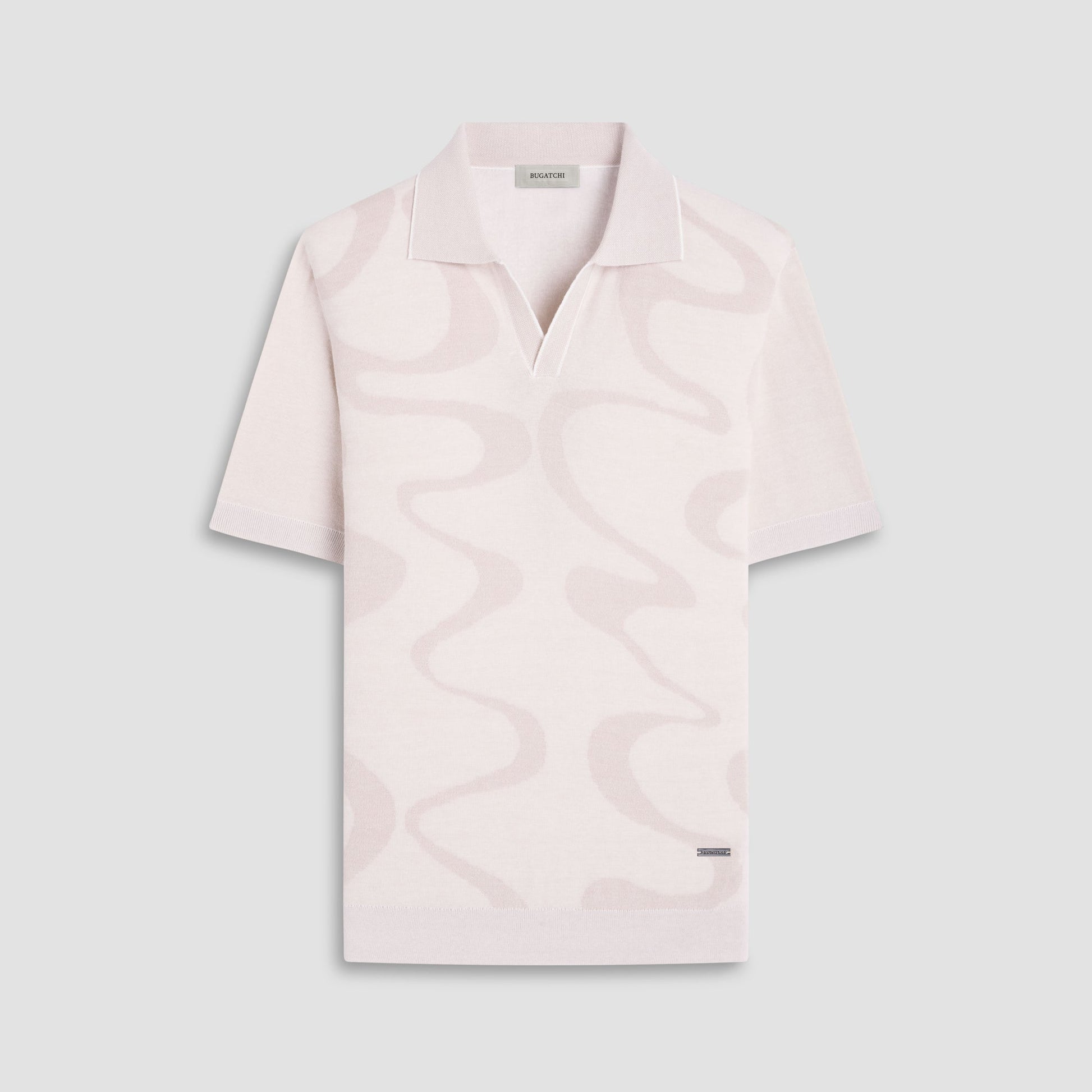 Bugatchi Abstract Knit Short Sleeve Johnny Sweater Chalk