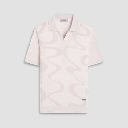 Bugatchi Abstract Knit Short Sleeve Johnny Sweater Chalk