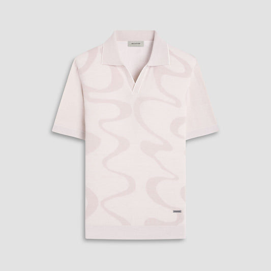 Bugatchi Abstract Knit Short Sleeve Johnny Sweater Chalk