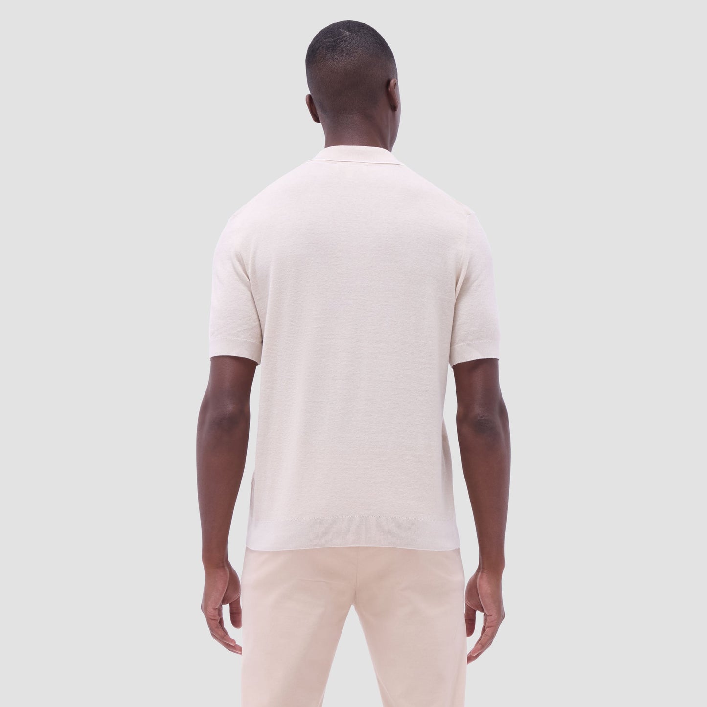 Bugatchi Abstract Knit Short Sleeve Johnny Sweater Chalk
