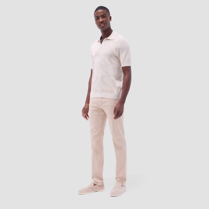 Bugatchi Abstract Knit Short Sleeve Johnny Sweater Chalk