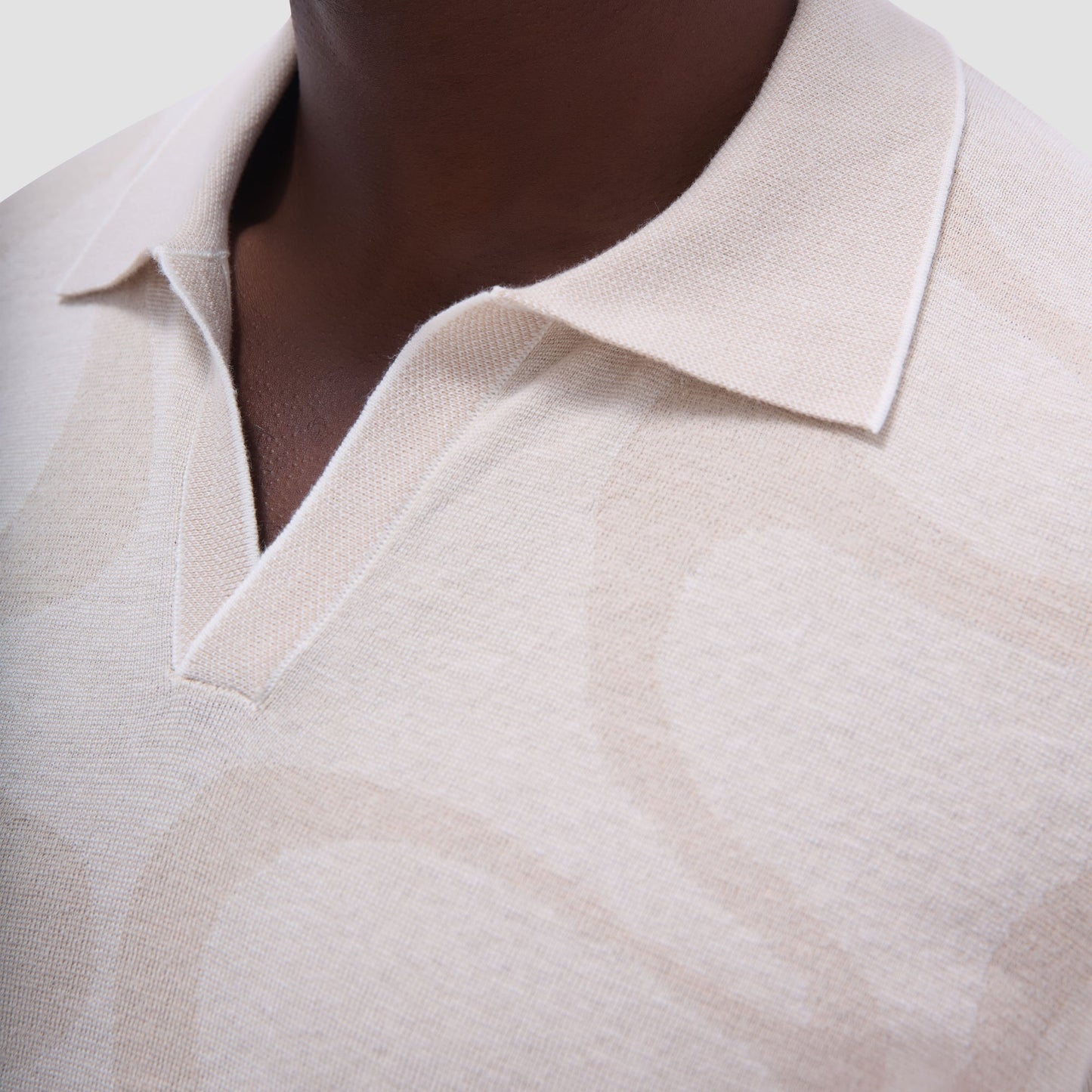 Bugatchi Abstract Knit Short Sleeve Johnny Sweater Chalk