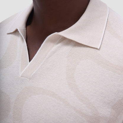 Bugatchi Abstract Knit Short Sleeve Johnny Sweater Chalk
