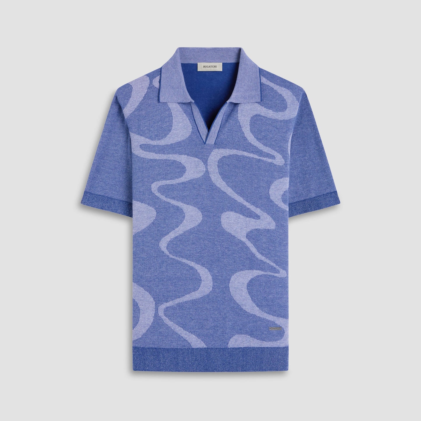 Bugatchi Abstract Knit Short Sleeve Johnny Sweater Indigo