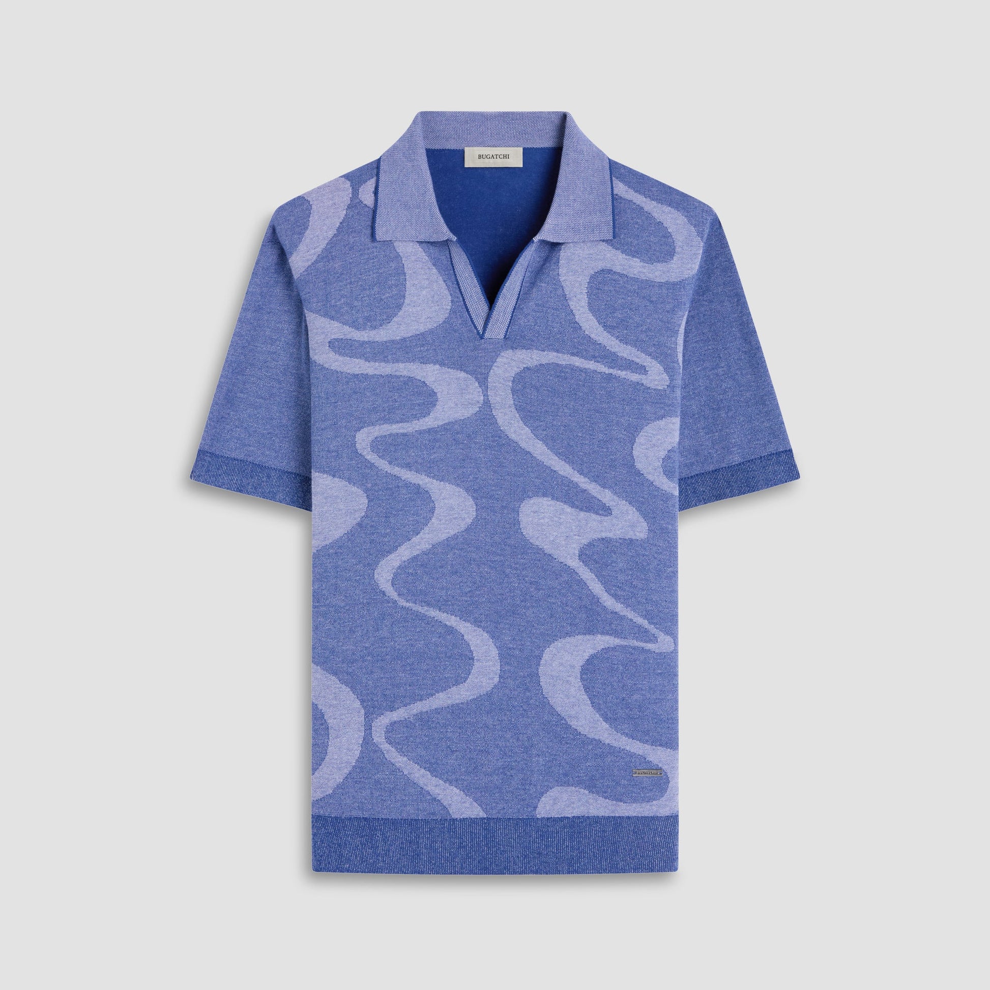 Bugatchi Abstract Knit Short Sleeve Johnny Sweater Indigo