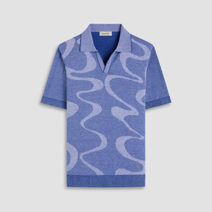 Bugatchi Abstract Knit Short Sleeve Johnny Sweater Indigo