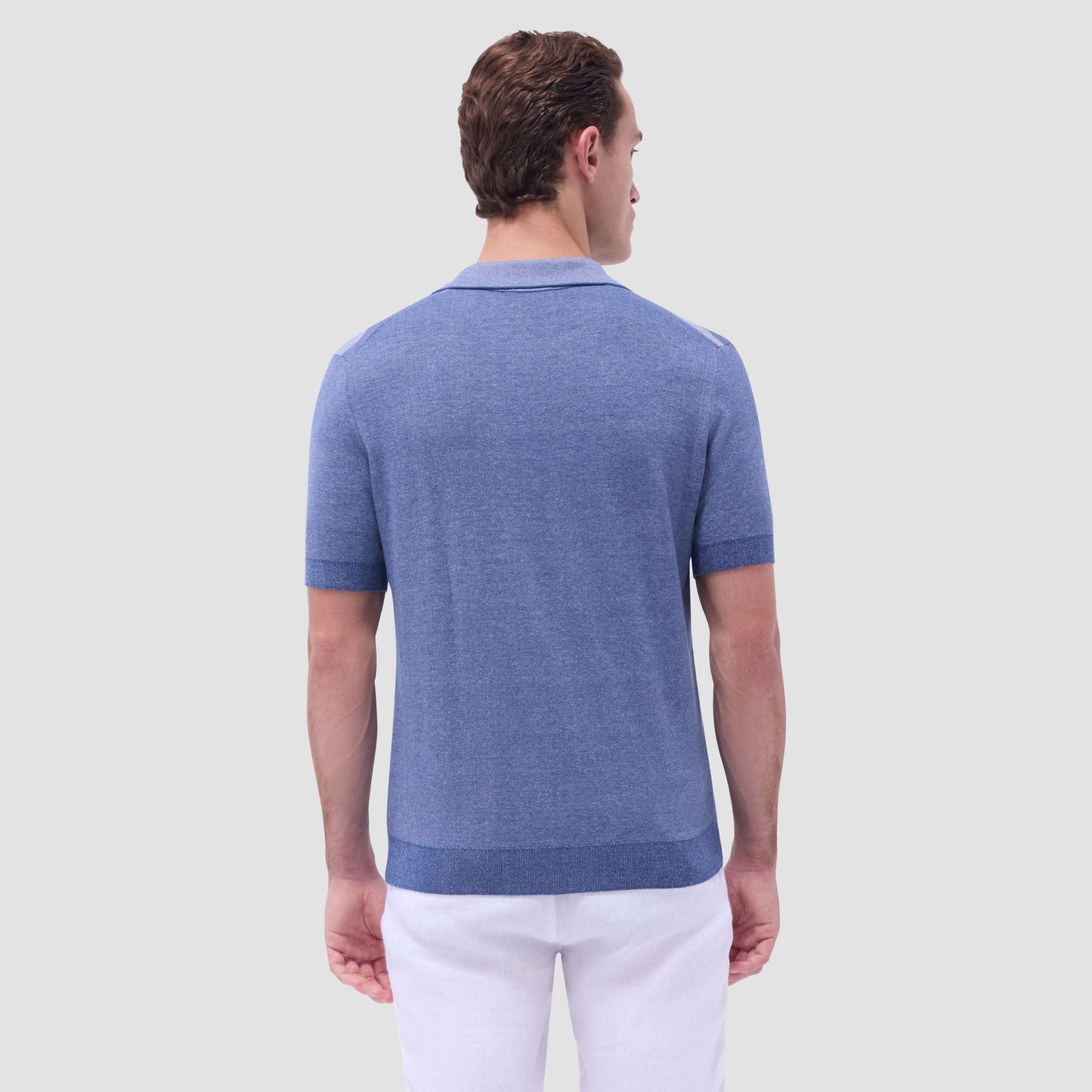 Bugatchi Abstract Knit Short Sleeve Johnny Sweater Indigo