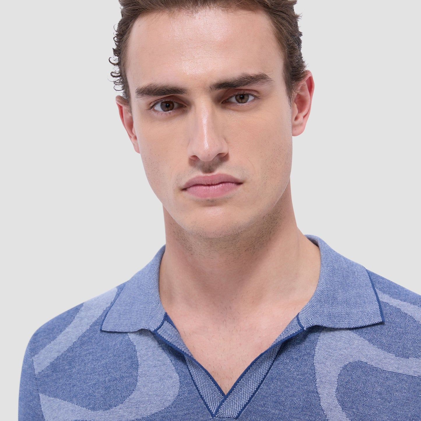 Bugatchi Abstract Knit Short Sleeve Johnny Sweater Indigo
