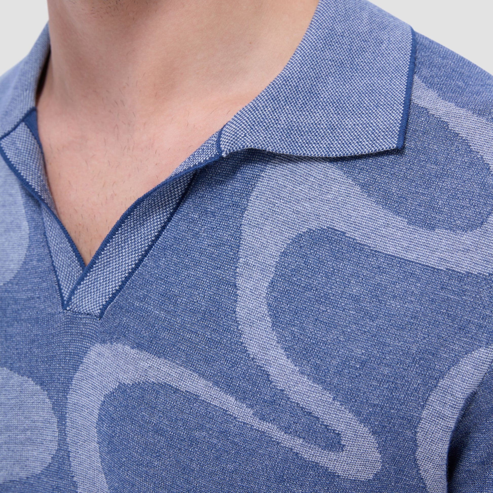 Bugatchi Abstract Knit Short Sleeve Johnny Sweater Indigo