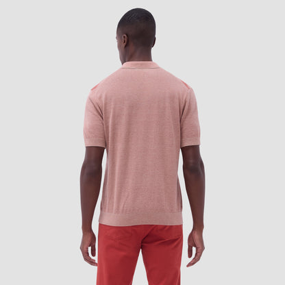Bugatchi Abstract Knit Short Sleeve Johnny Sweater Sand