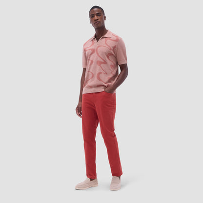 Bugatchi Abstract Knit Short Sleeve Johnny Sweater Sand