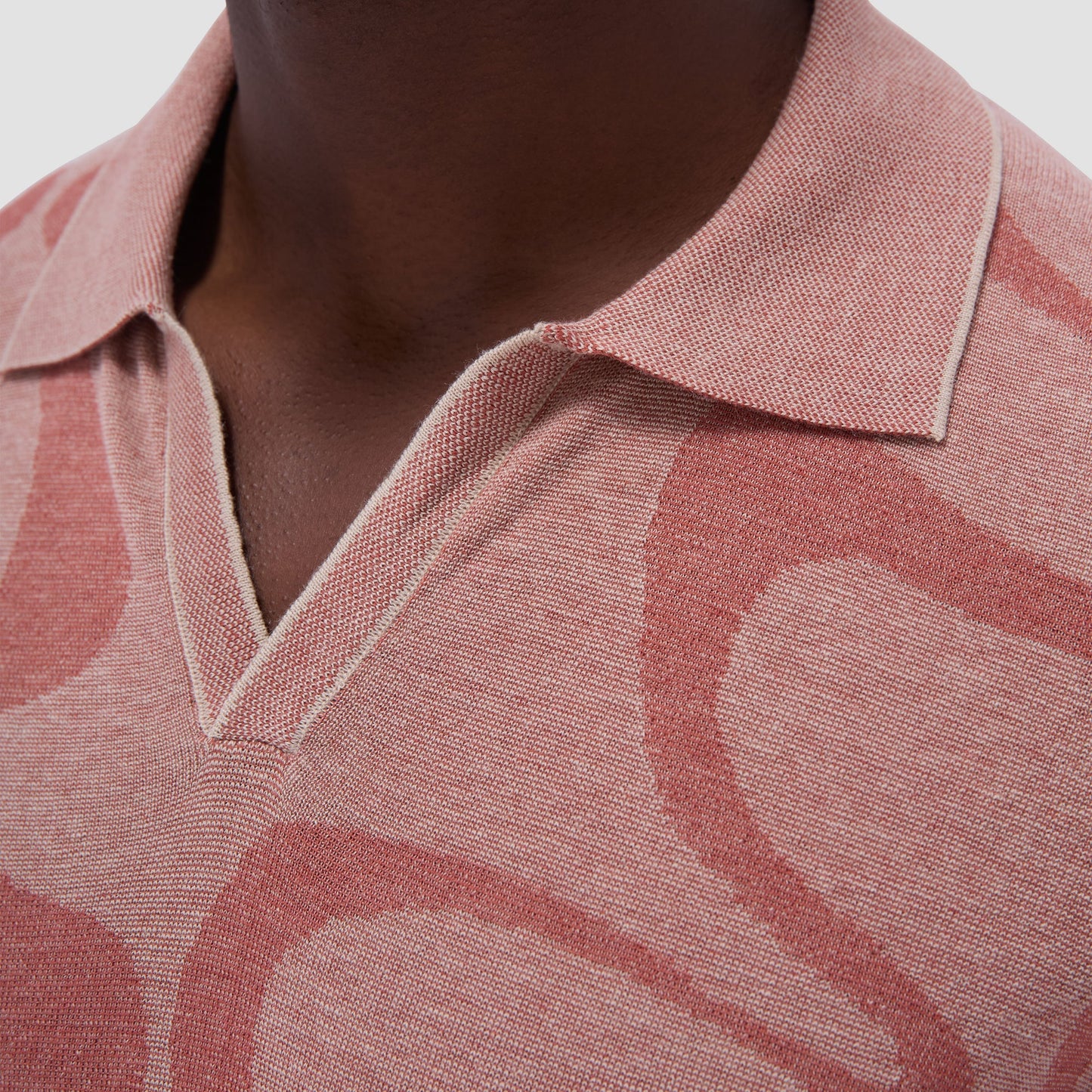 Bugatchi Abstract Knit Short Sleeve Johnny Sweater Sand
