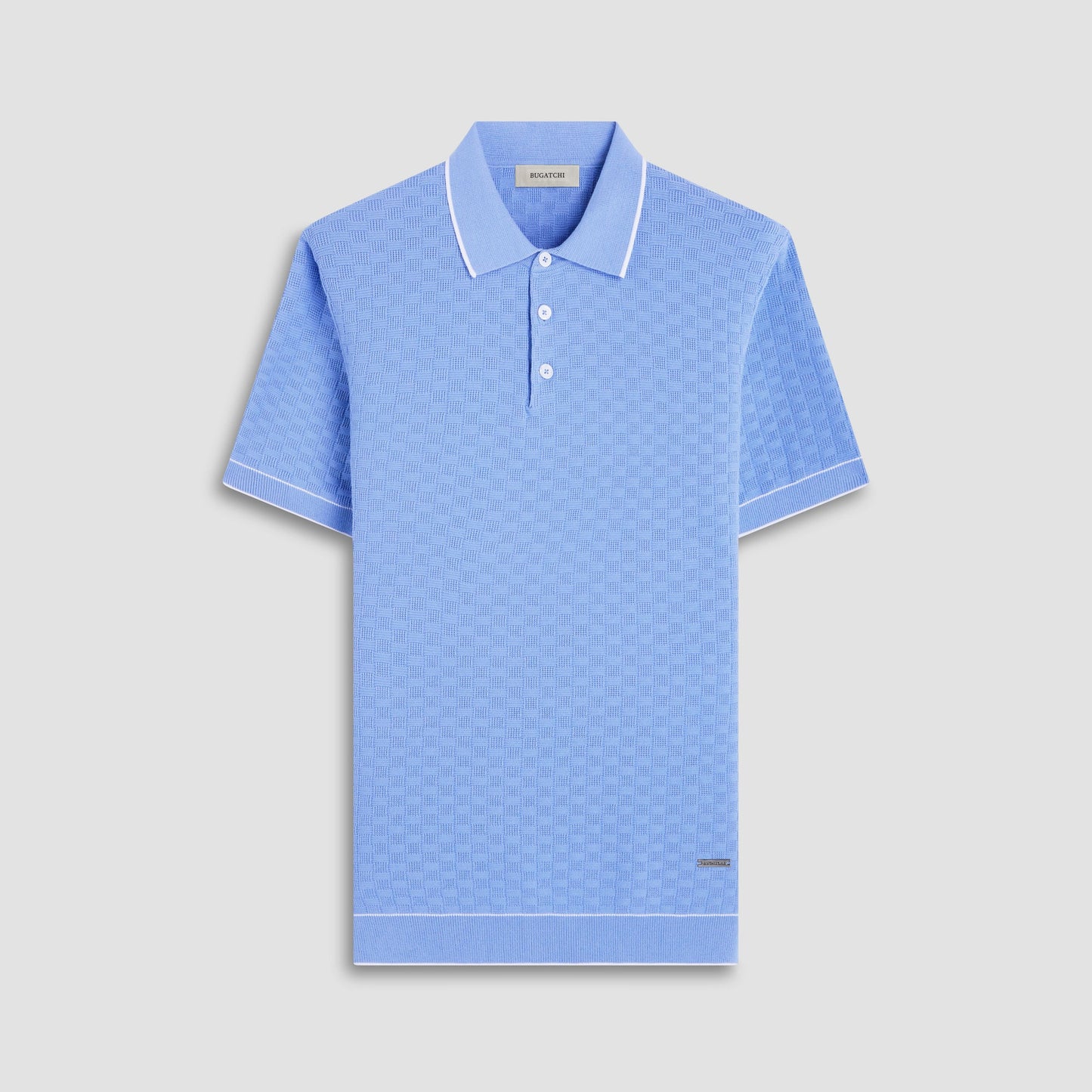 Bugatchi Basket Stitch Three Button Polo Sweater Air Blue