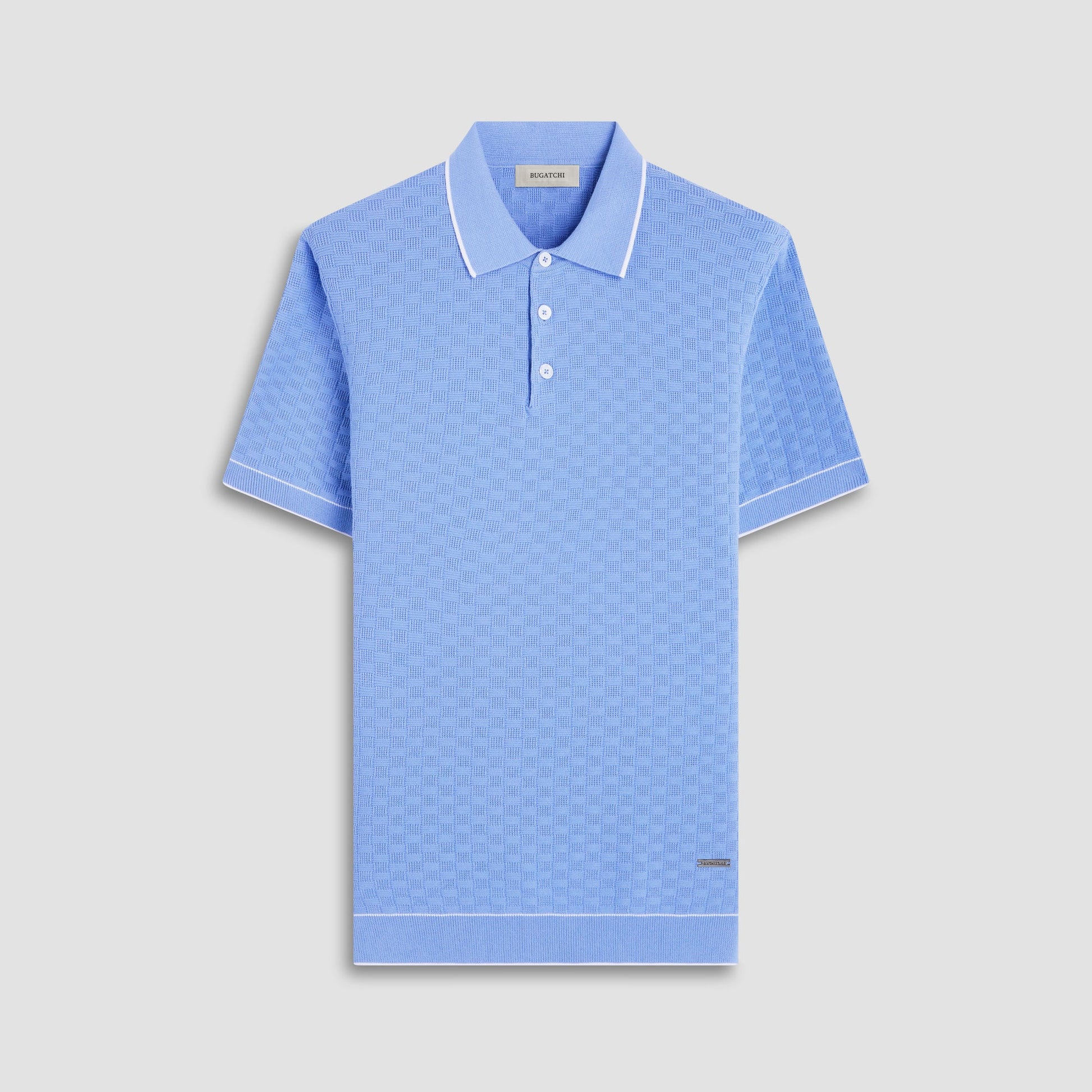 Bugatchi Basket Stitch Three Button Polo Sweater Air Blue
