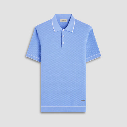 Bugatchi Basket Stitch Three Button Polo Sweater Air Blue