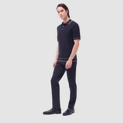 Bugatchi Basket Stitch Three Button Polo Sweater Black