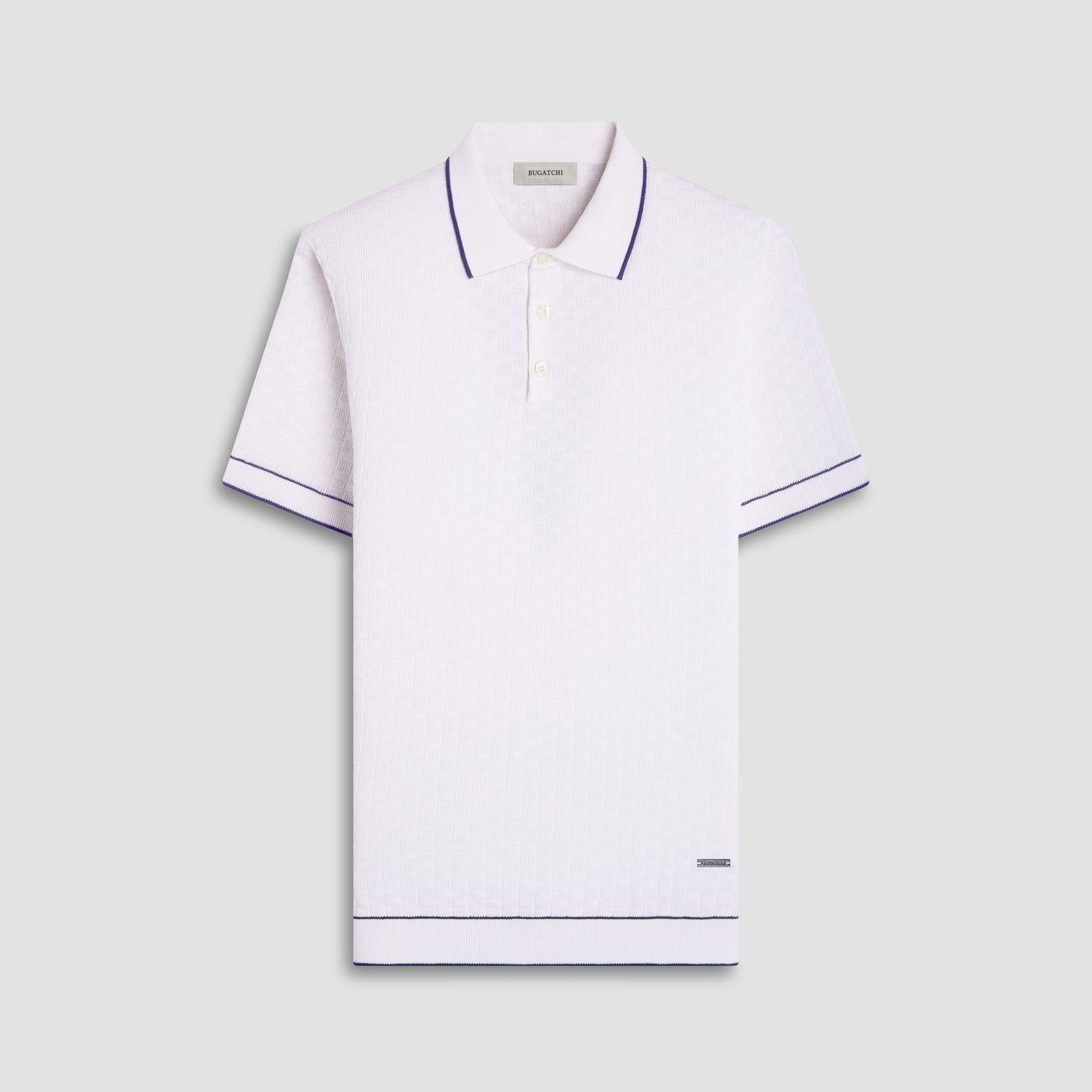 Bugatchi Basket Stitch Three Button Polo Sweater Chalk