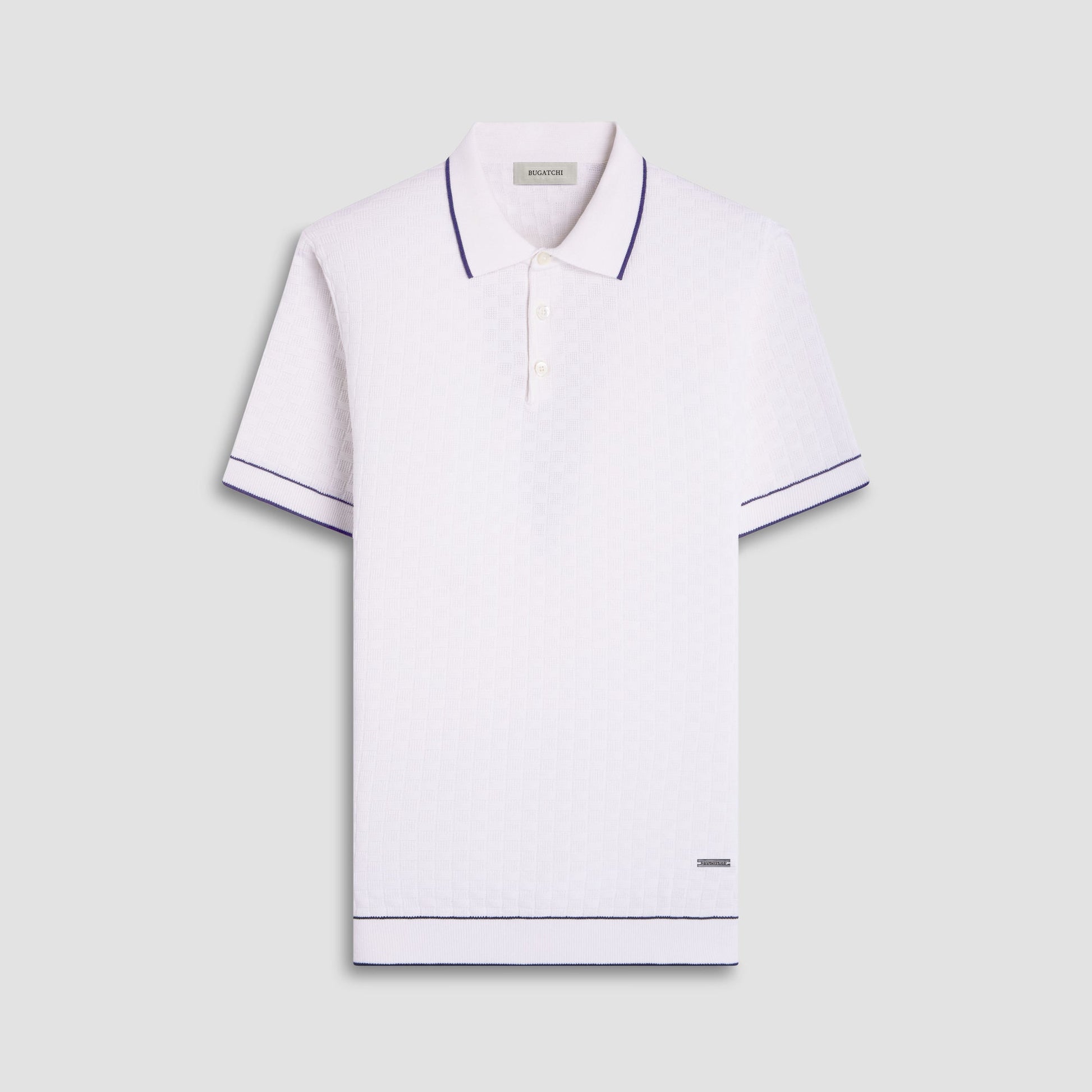 Bugatchi Basket Stitch Three Button Polo Sweater Chalk