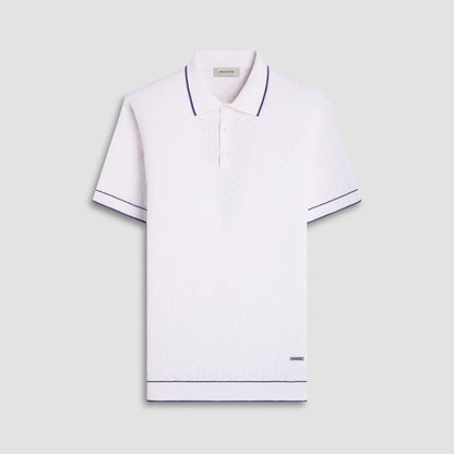 Bugatchi Basket Stitch Three Button Polo Sweater Chalk
