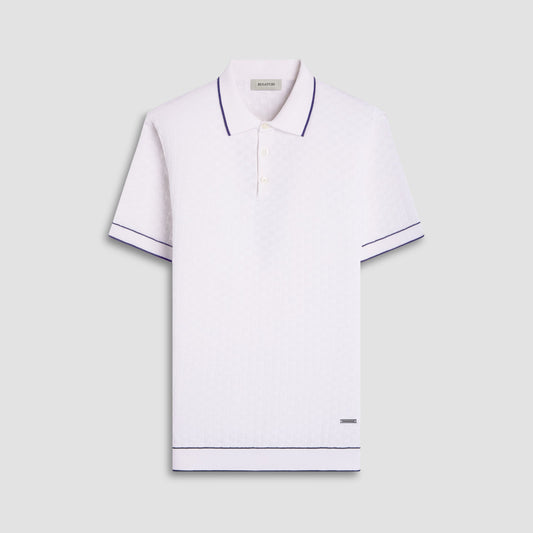 Bugatchi Basket Stitch Three Button Polo Sweater Chalk