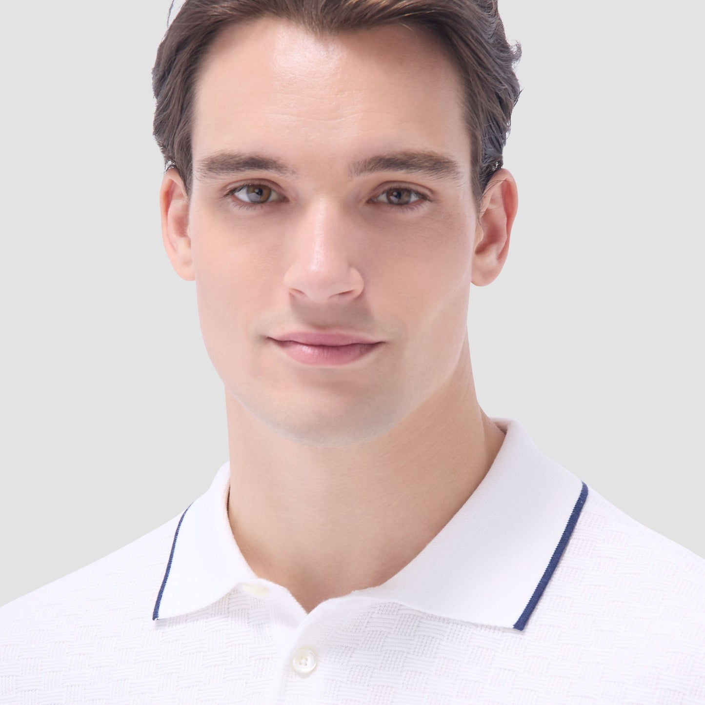 Bugatchi Basket Stitch Three Button Polo Sweater Chalk