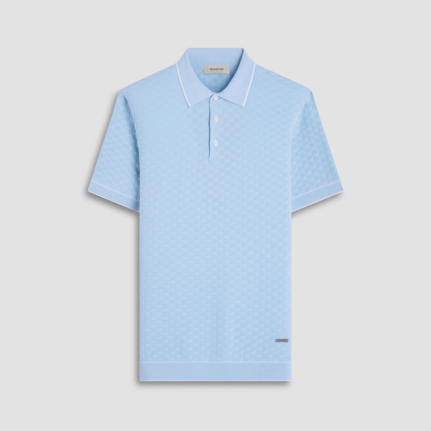 Bugatchi Basket Stitch Three Button Polo Sweater Ice