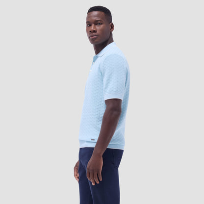Bugatchi Basket Stitch Three Button Polo Sweater Ice