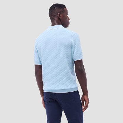 Bugatchi Basket Stitch Three Button Polo Sweater Ice