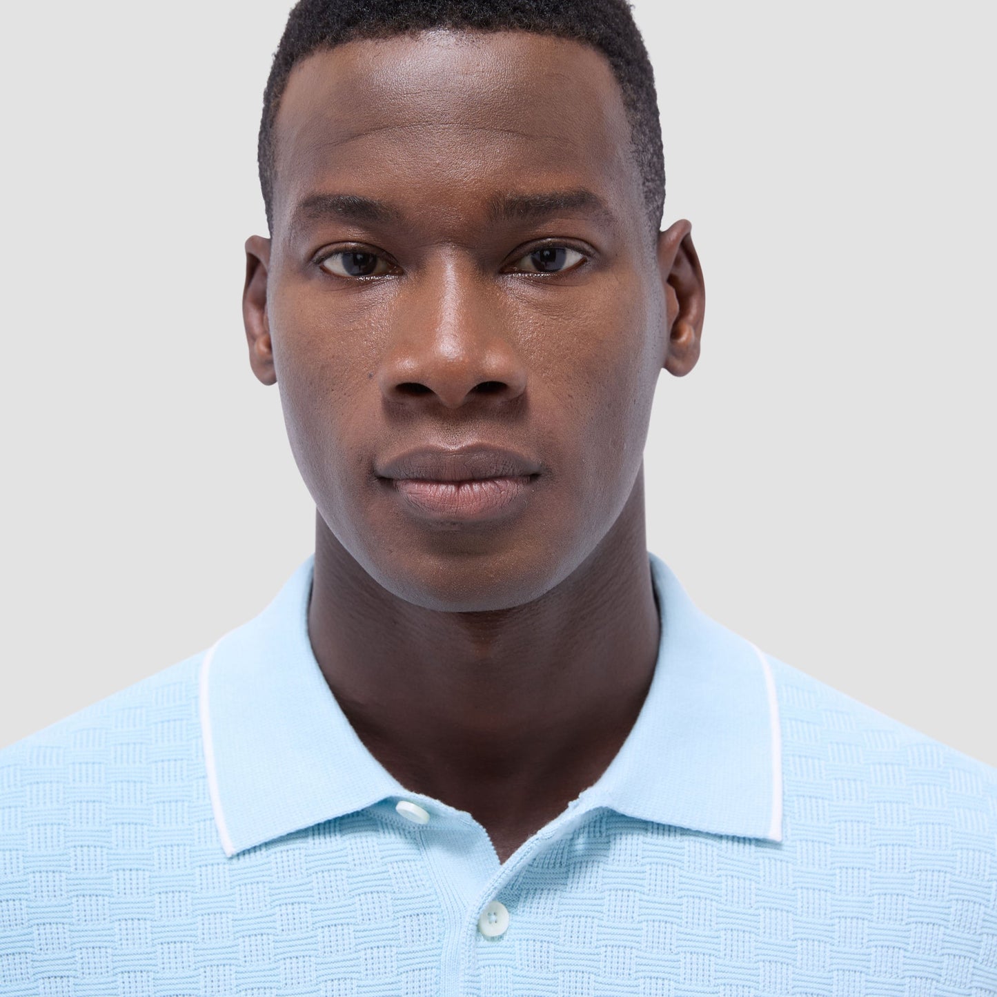 Bugatchi Basket Stitch Three Button Polo Sweater Ice