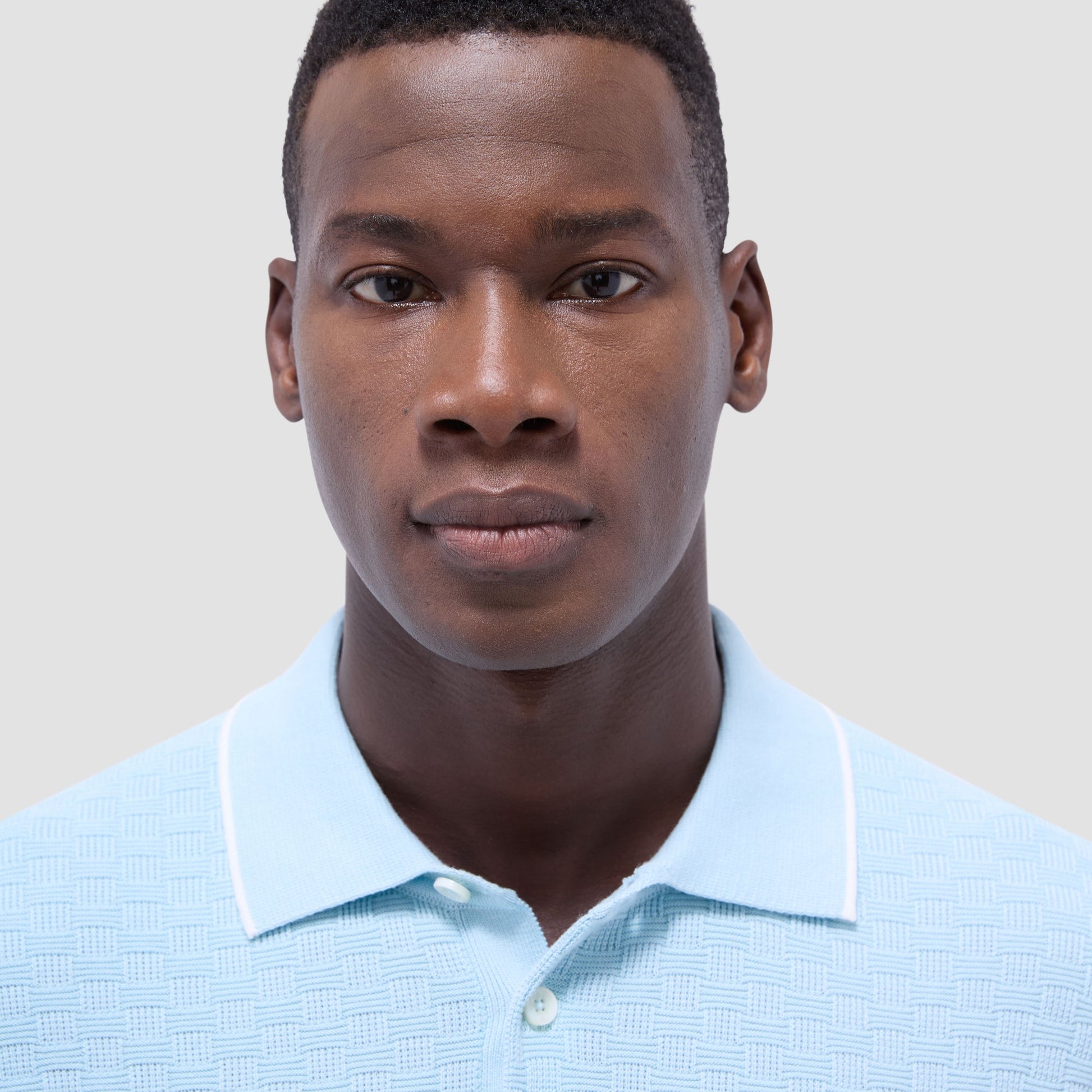 Bugatchi Basket Stitch Three Button Polo Sweater Ice