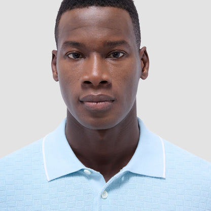 Bugatchi Basket Stitch Three Button Polo Sweater Ice