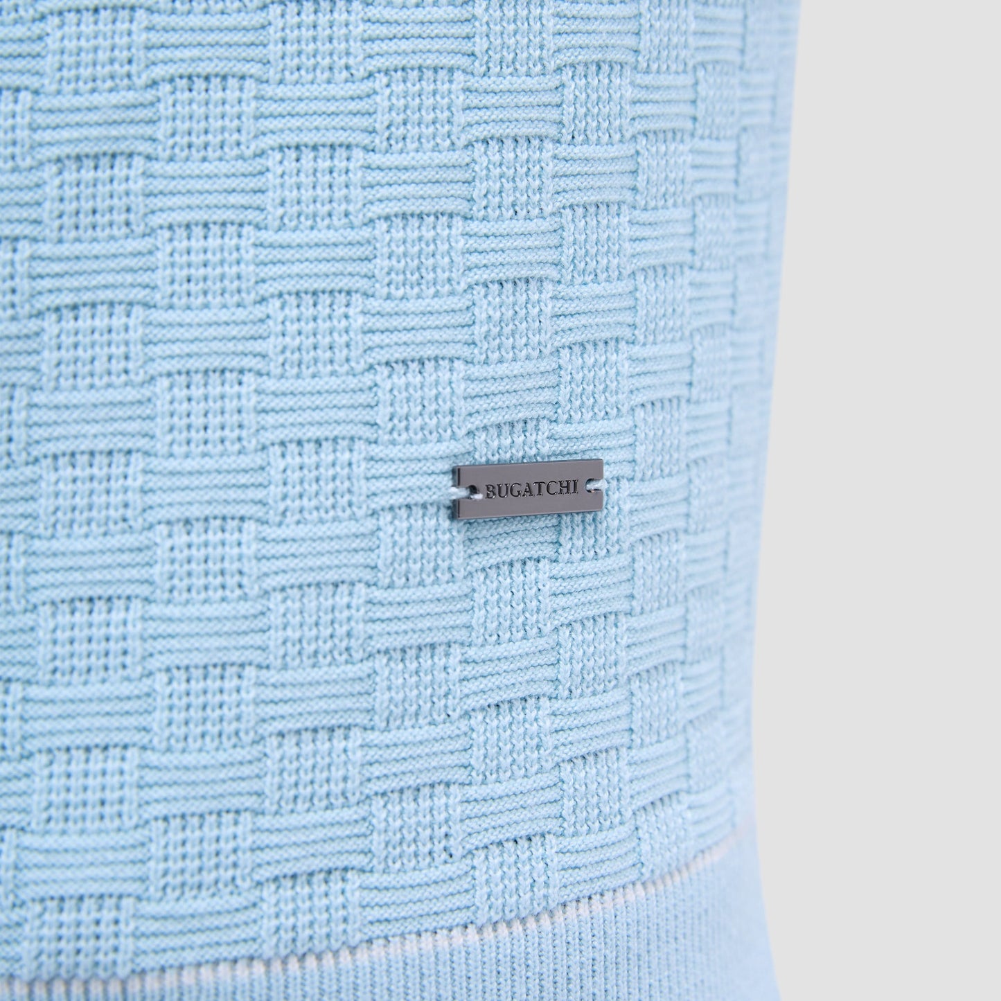 Bugatchi Basket Stitch Three Button Polo Sweater Ice