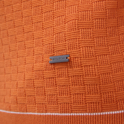 Bugatchi Basket Stitch Three Button Polo Sweater Jaffa