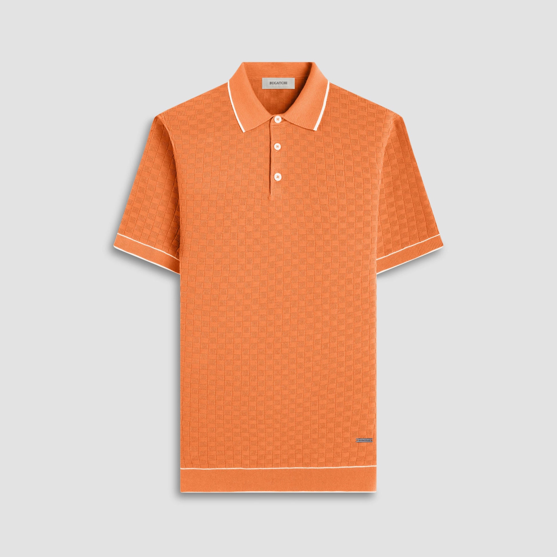 Bugatchi Basket Stitch Three Button Polo Sweater Jaffa
