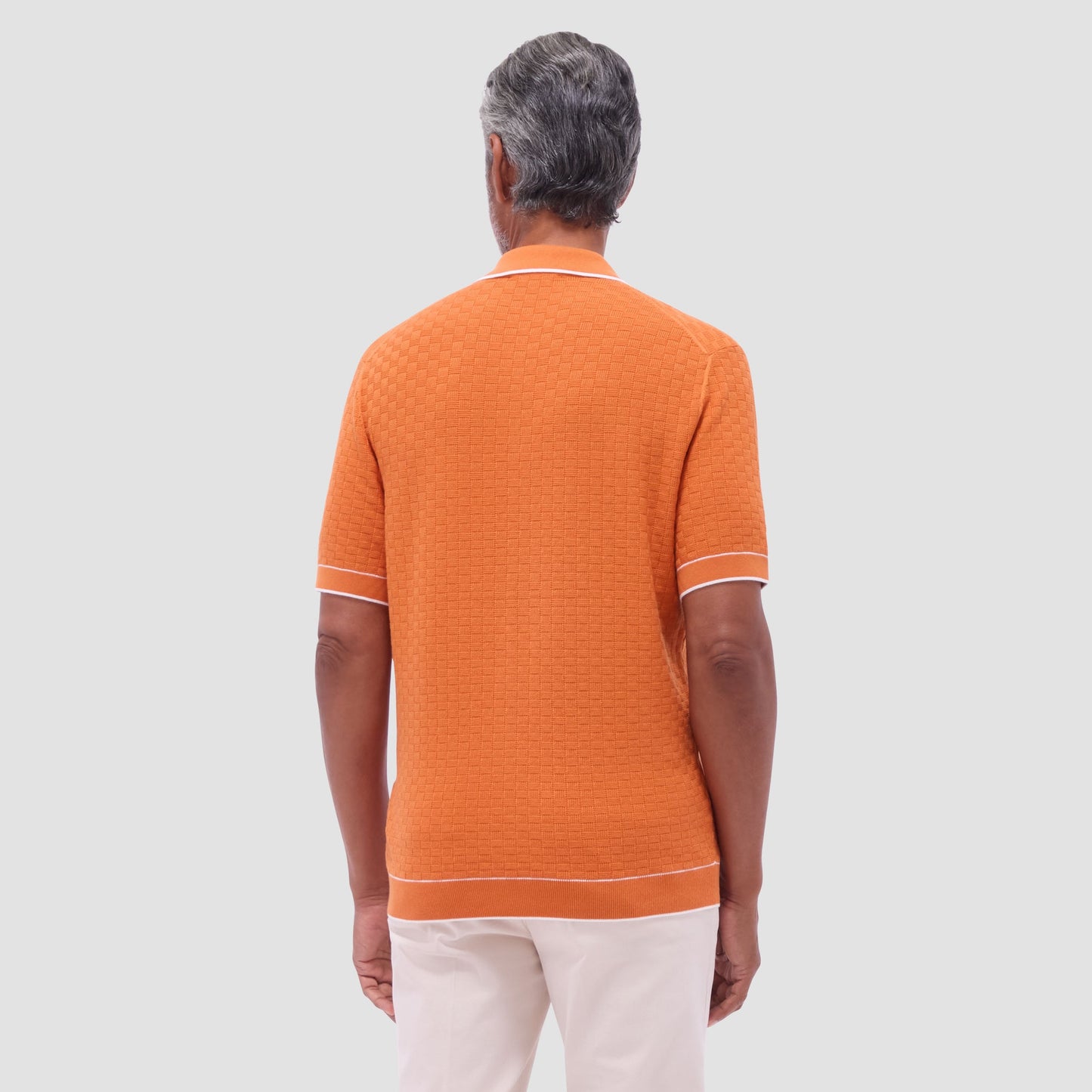 Bugatchi Basket Stitch Three Button Polo Sweater Jaffa