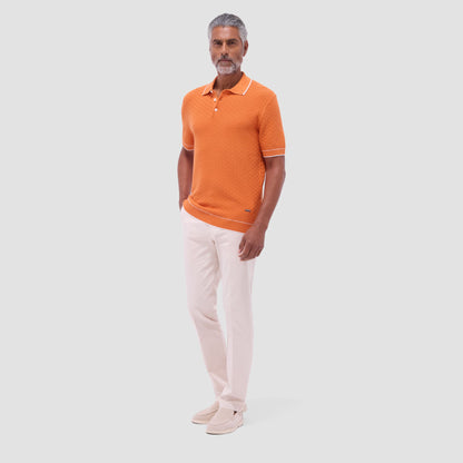 Bugatchi Basket Stitch Three Button Polo Sweater Jaffa